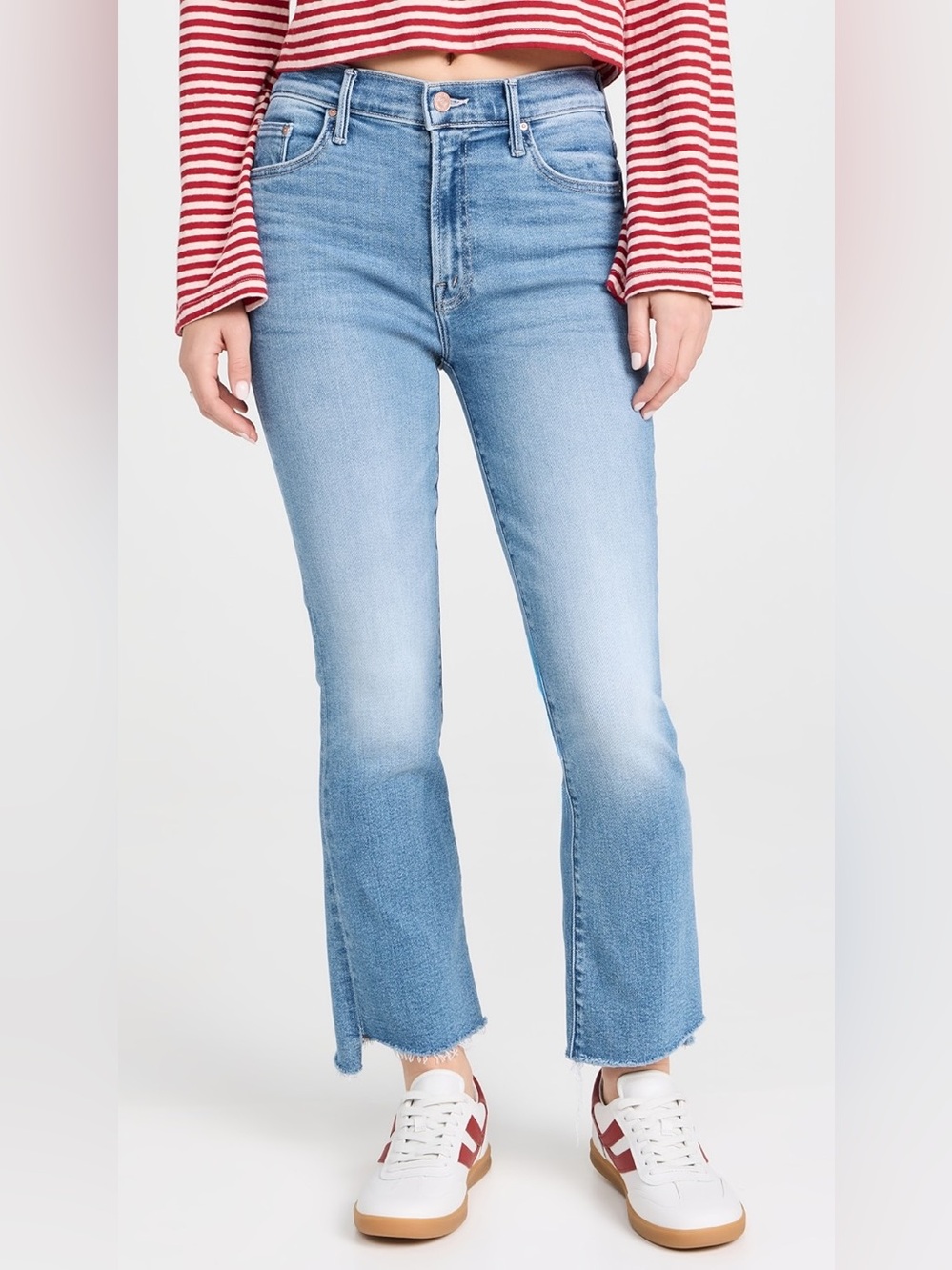 Mother The Insider Crop Step Fray Jeans Blue Size 26
